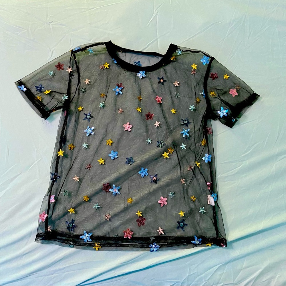 RomWe/SheIn size small black sheer top